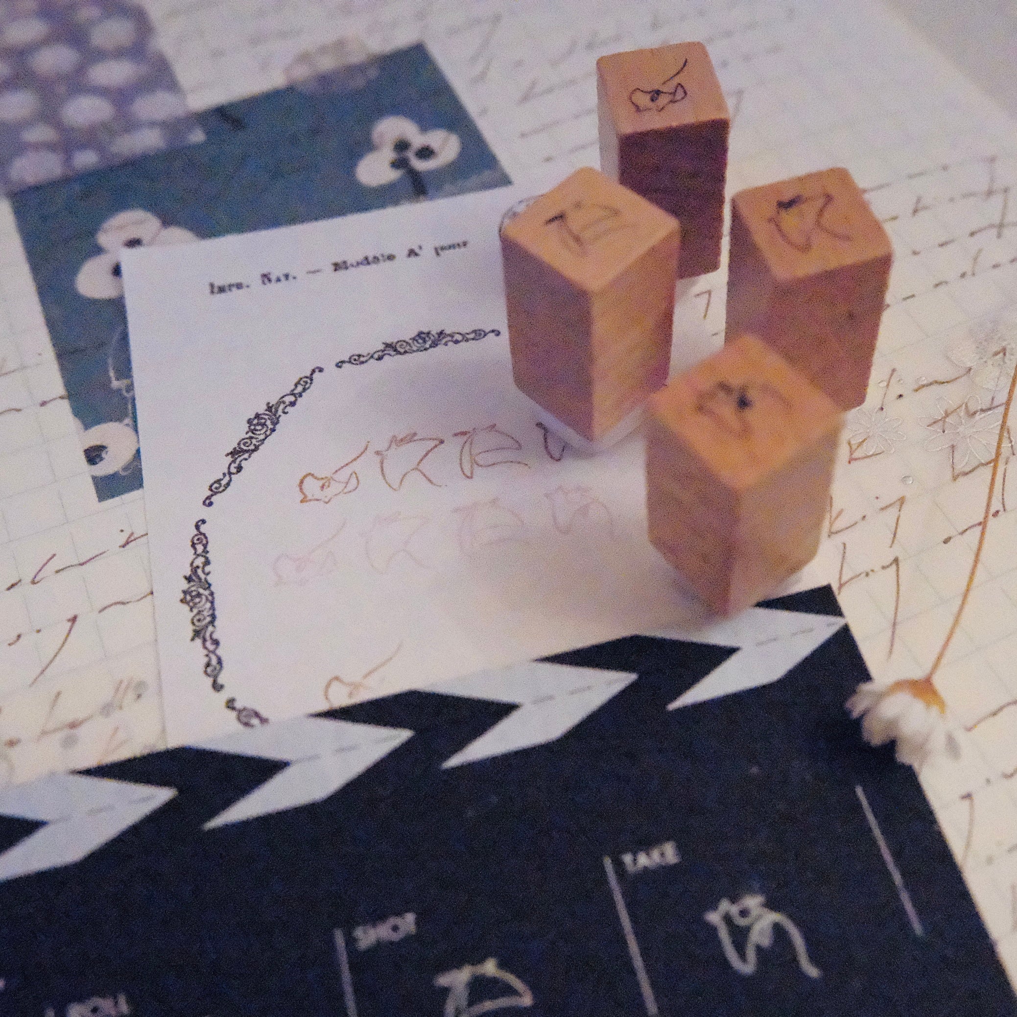 Wooden Stamp Set - Tiny mikan manta