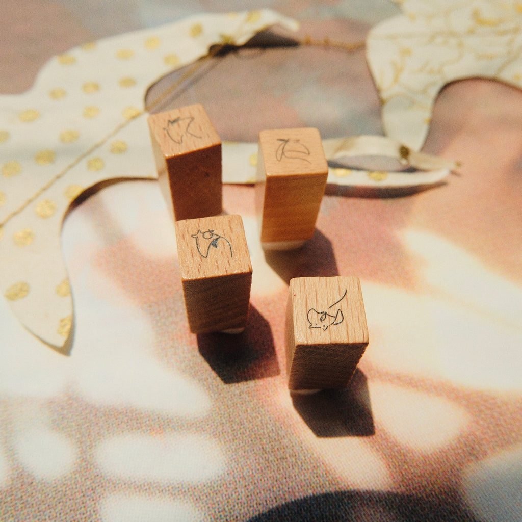 Wooden Stamp Set - Tiny mikan manta