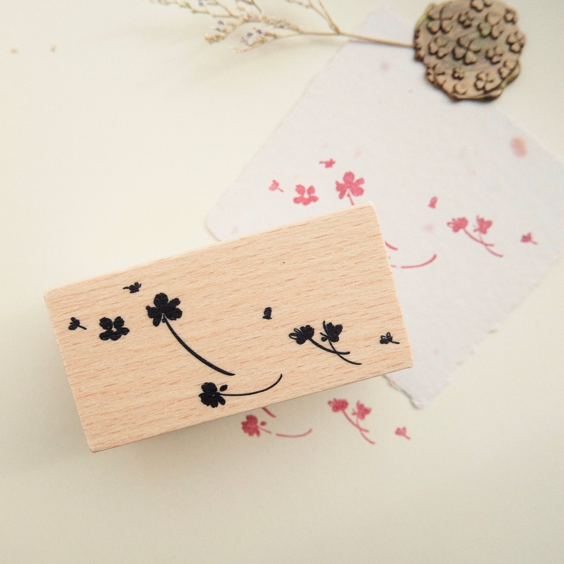 Wooden Stamp - Flowers Floating