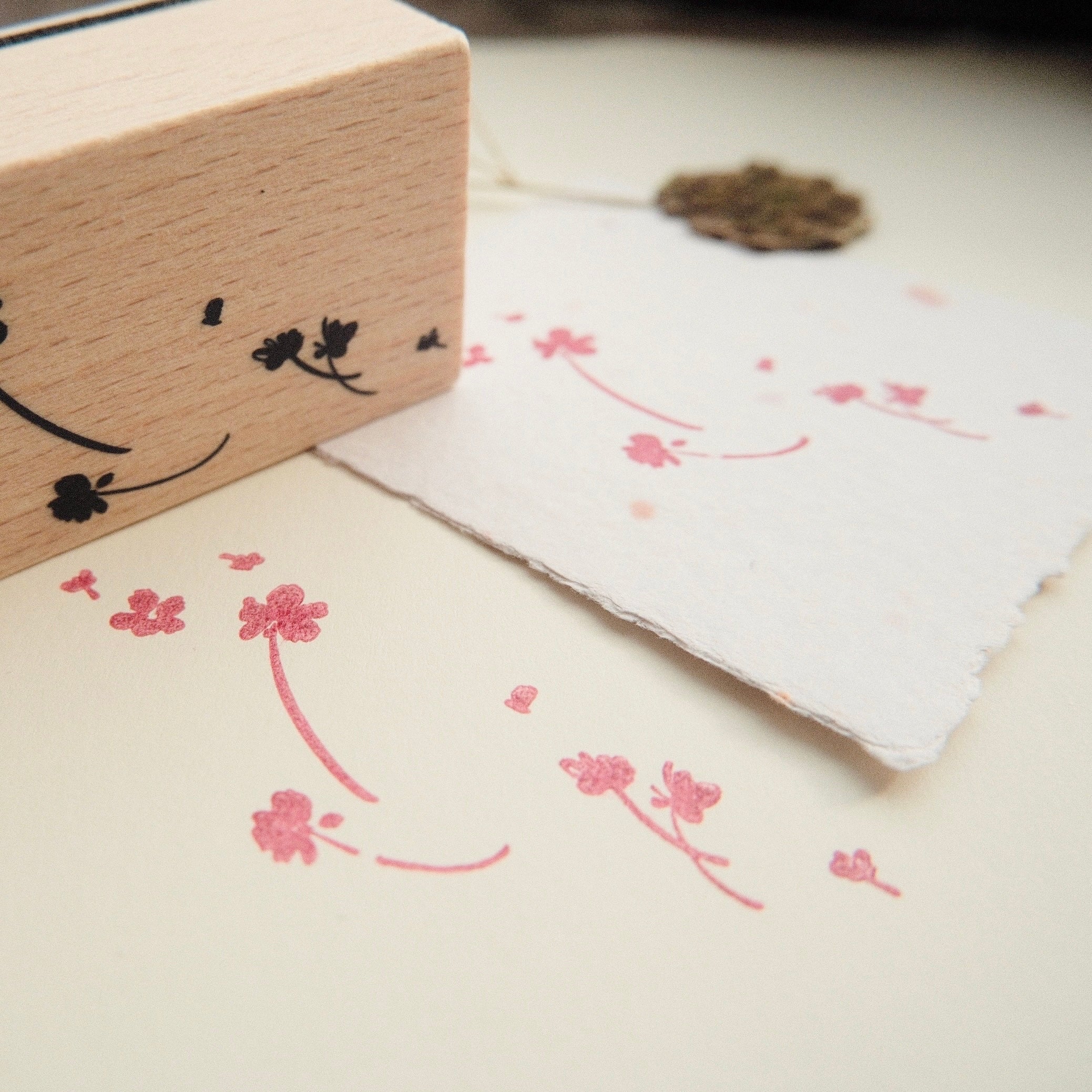 Wooden Stamp - Flowers Floating