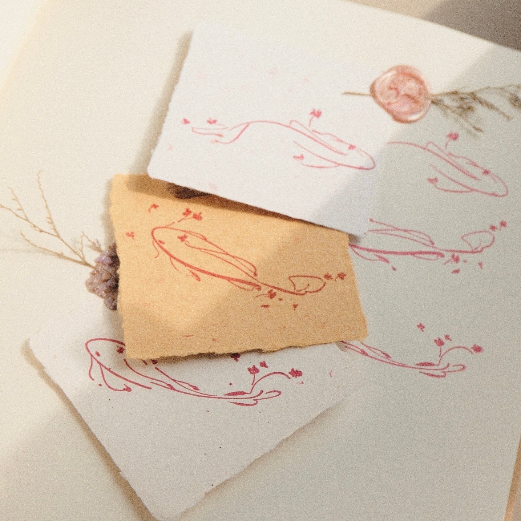 Wooden Stamp - Flower Fish