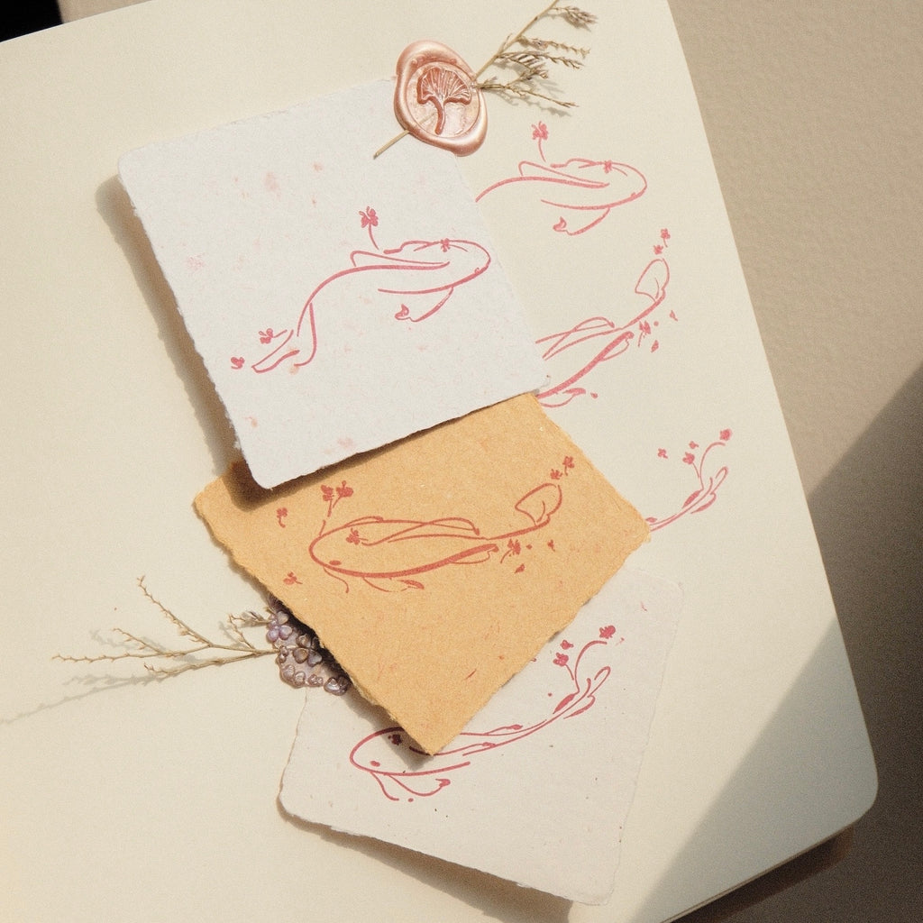 Wooden Stamp - Flower Fish