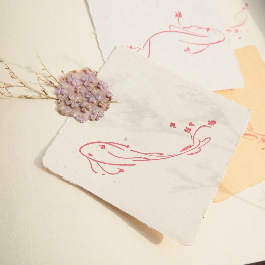 Wooden Stamp - Flower Fish