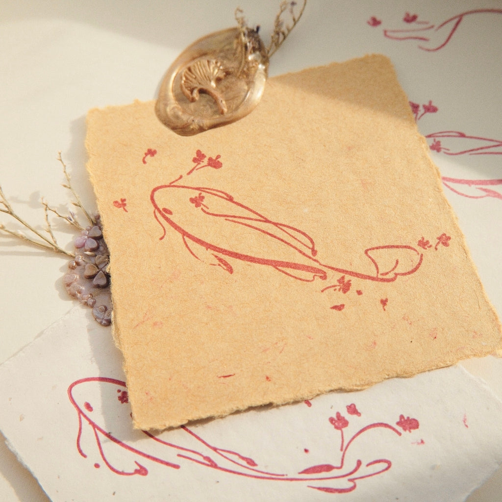 Wooden Stamp - Flower Fish