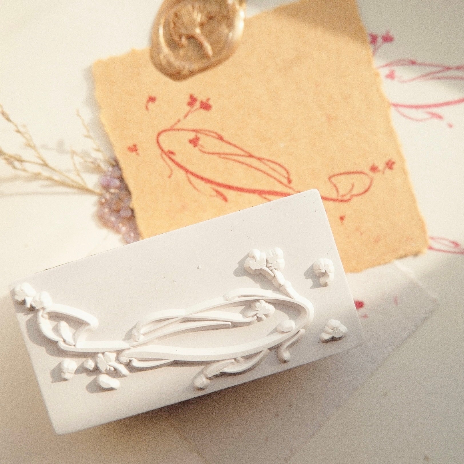 Wooden Stamp - Flower Fish