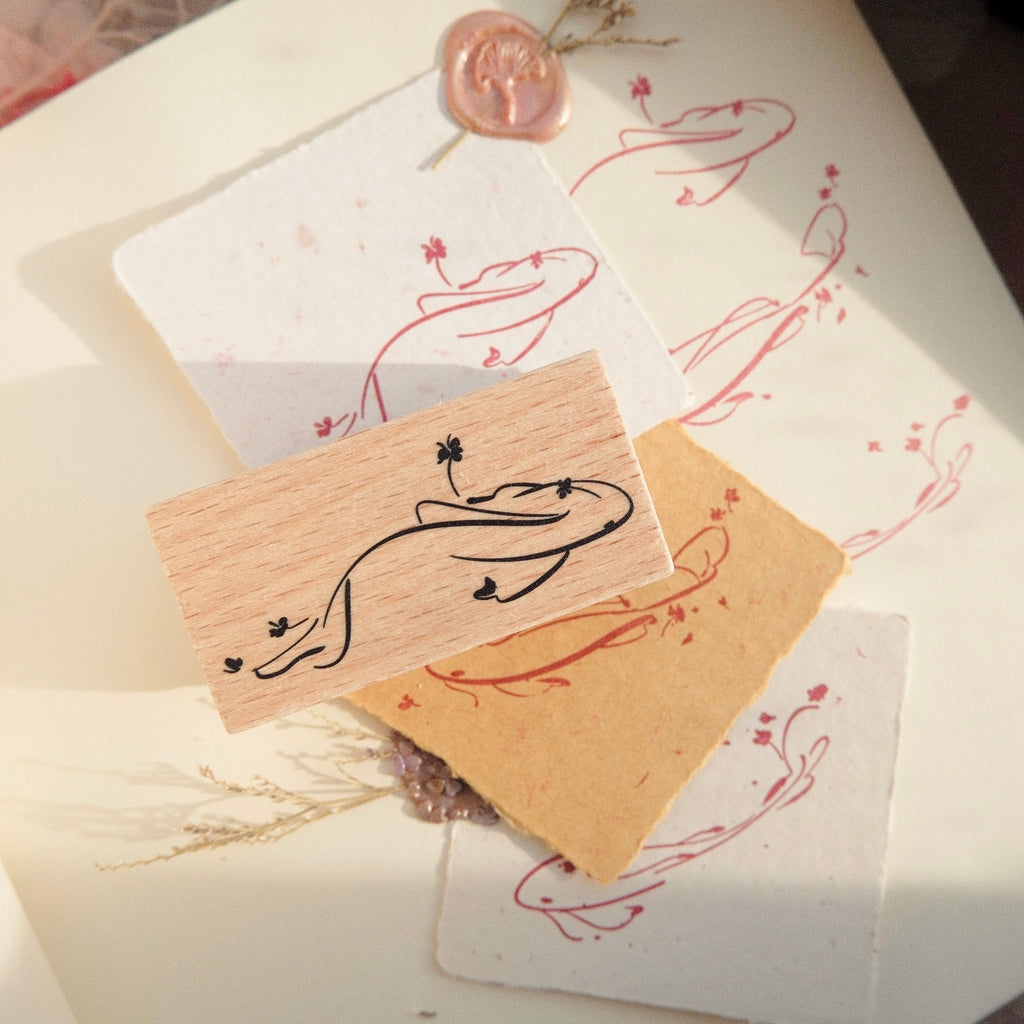 Wooden Stamp - Flower Fish