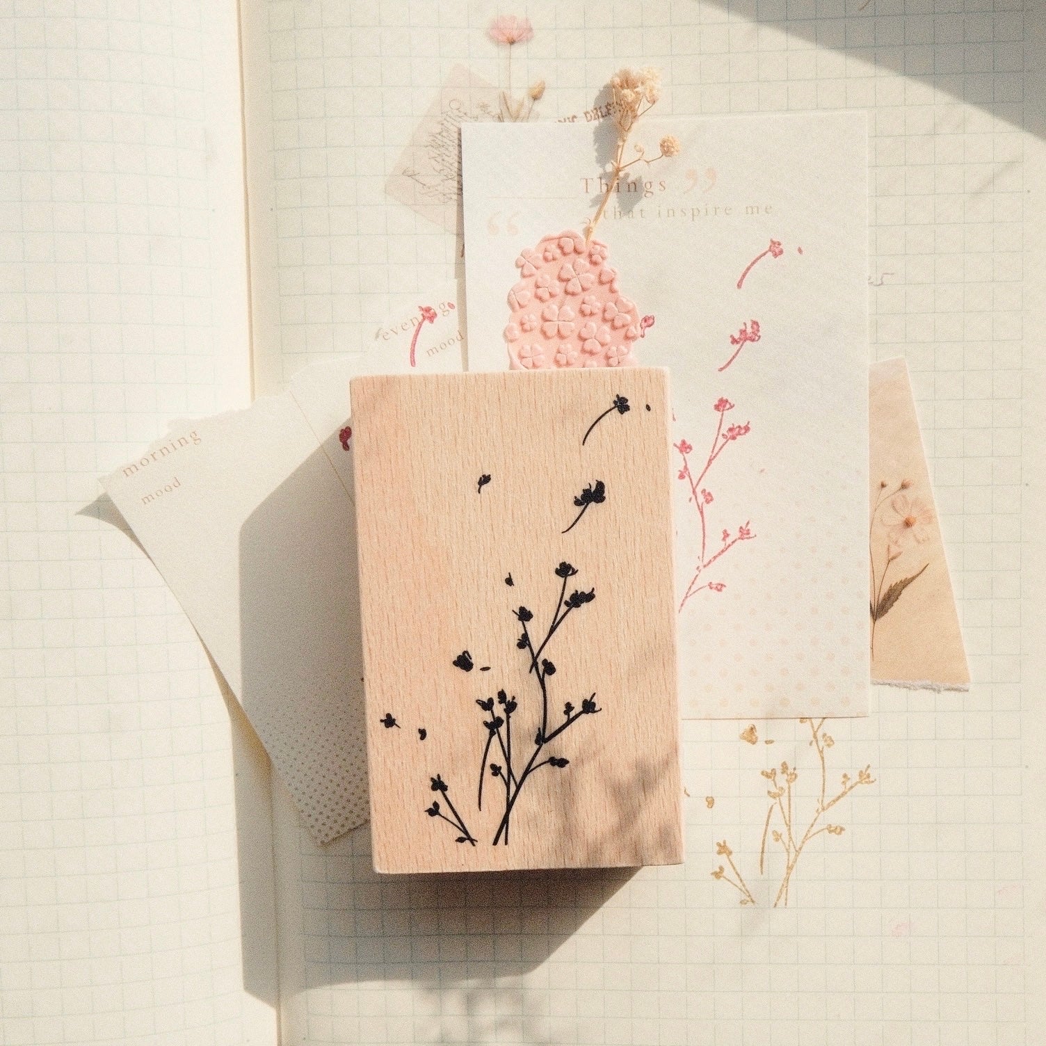 Wooden Stamp - Flower Wind Blows