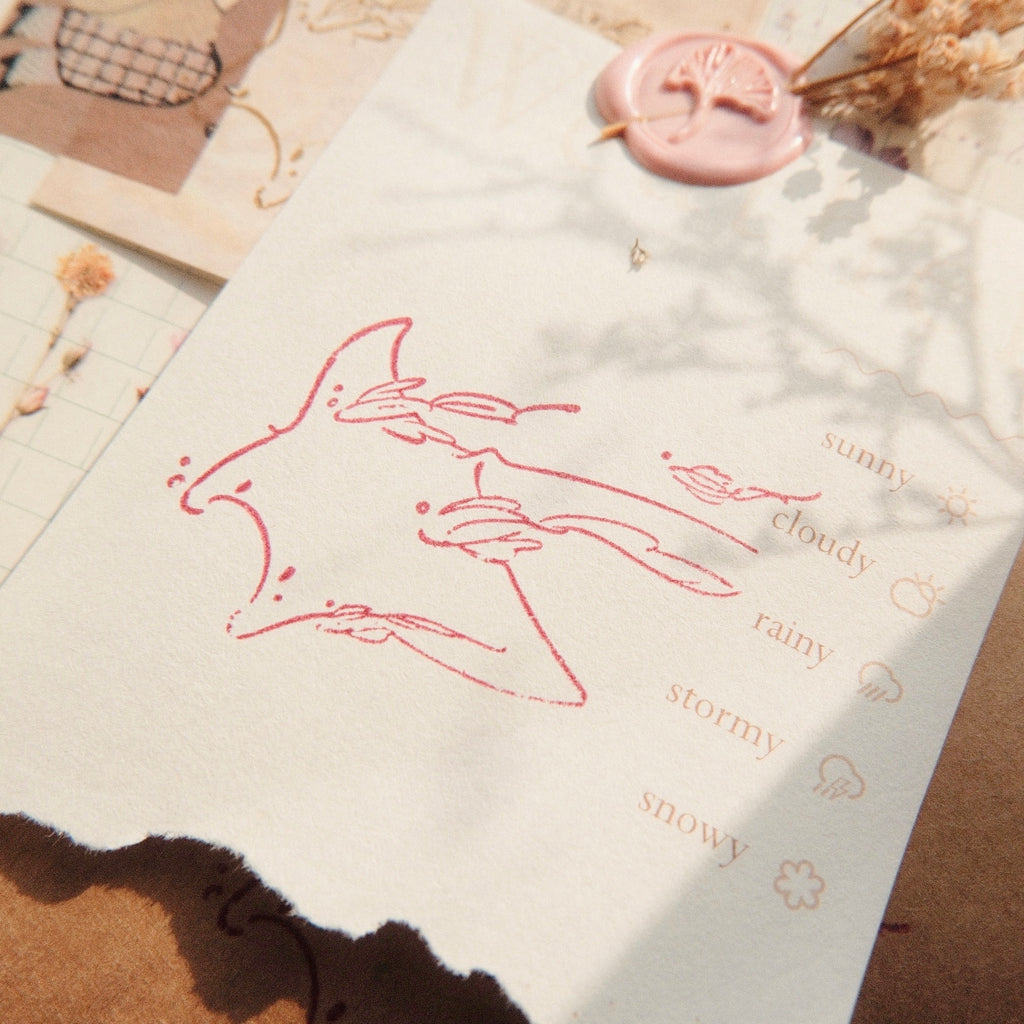 Wooden Stamp - Mantaray and Fishes