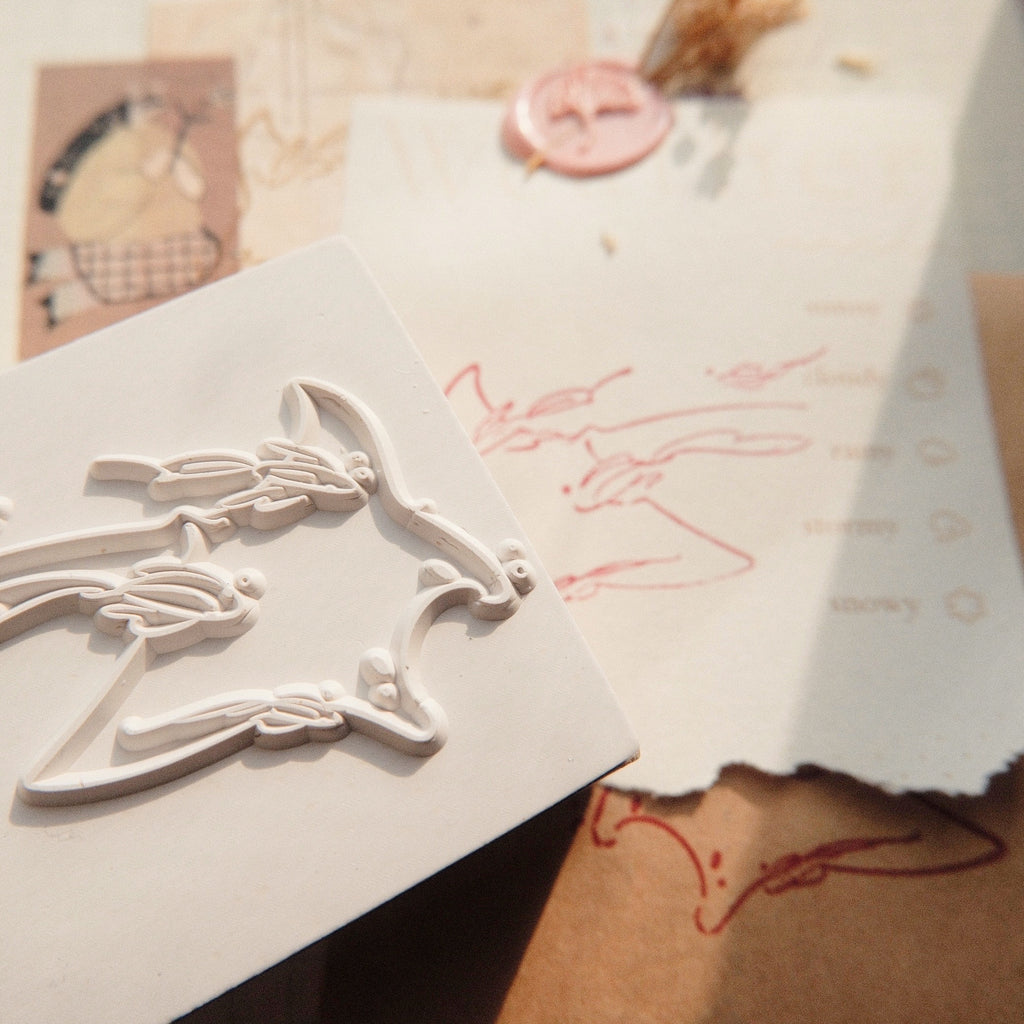 Wooden Stamp - Mantaray and Fishes