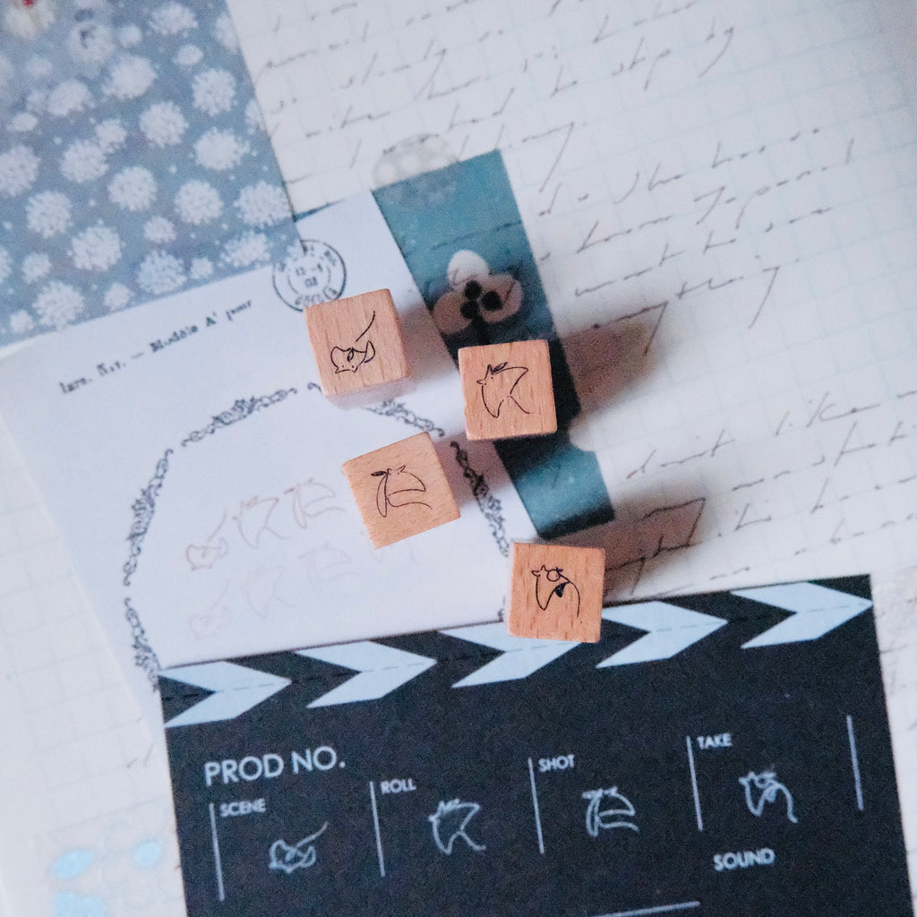 Wooden Stamp Set - Tiny mikan manta